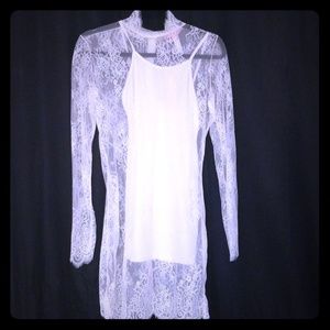 Bodycon white lace dress XL